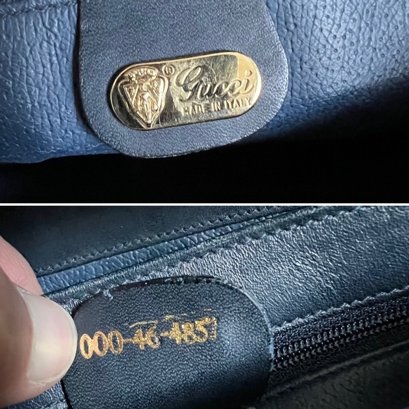 Gucci • 3pc Set Authentic Vintage Navy Blue Micro GG Handbag Purse Pouch Wallet - Picture 9 of 16